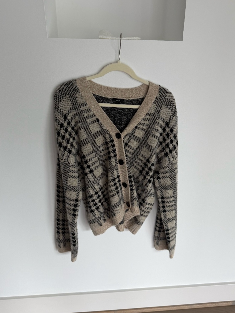 Rails Reese Cardigan in Black Oatmeal Plaid
